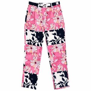 Isla & White Floral Print Straight Leg Pants Size Medium